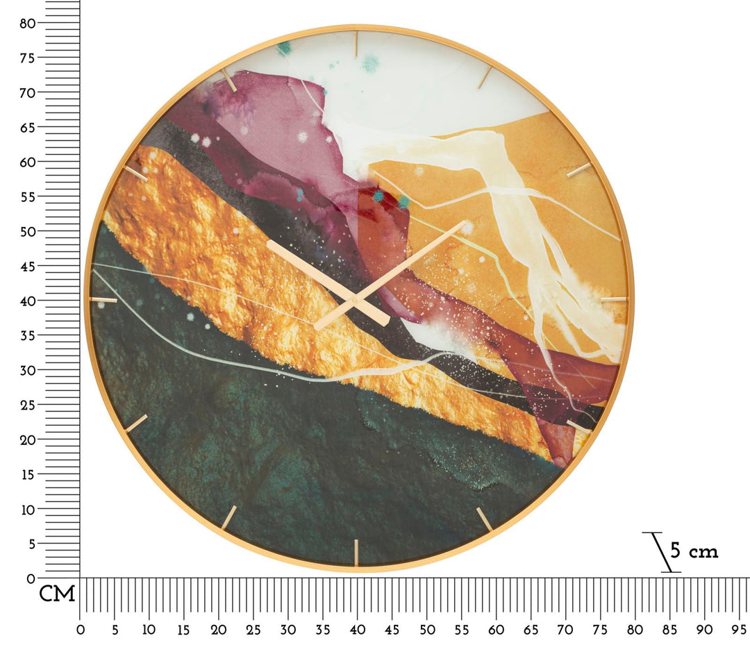 Metall und Glas Abstrakte Farbe Wanduhr
