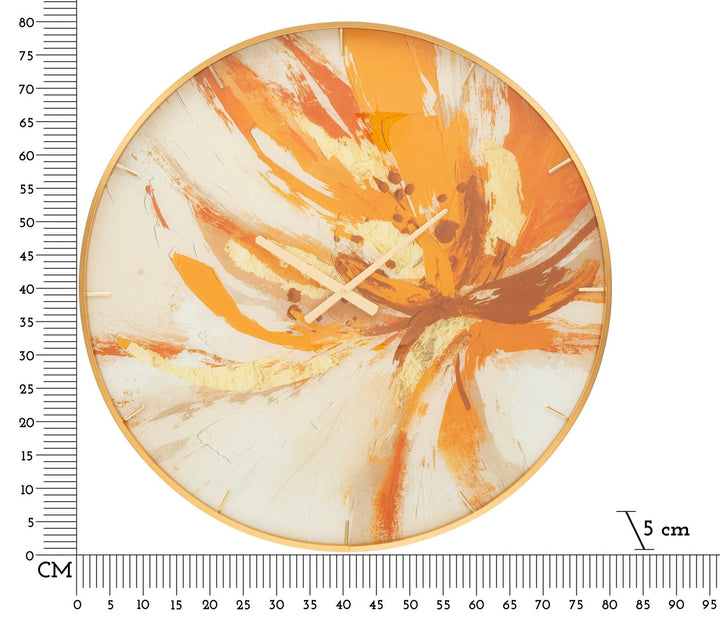 Metall und Glas Abstrakt Orange Wanduhr