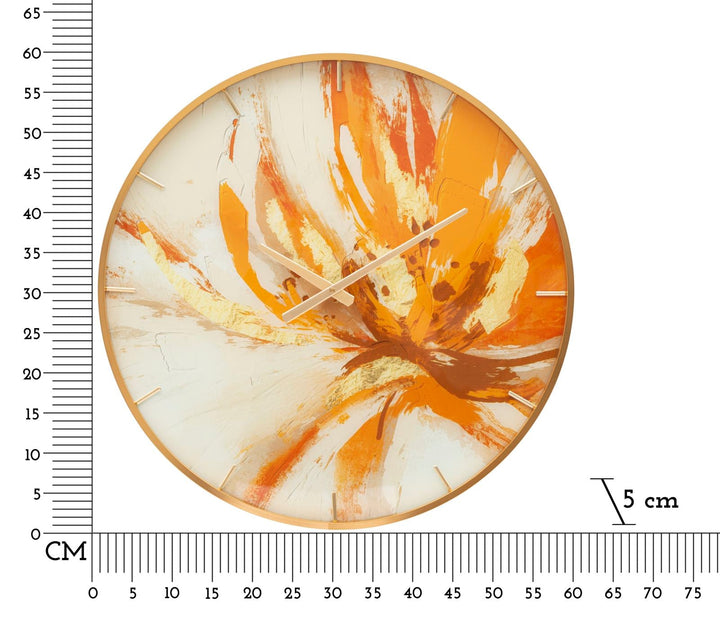 Metall und Glas Abstrakt Orange Wanduhr