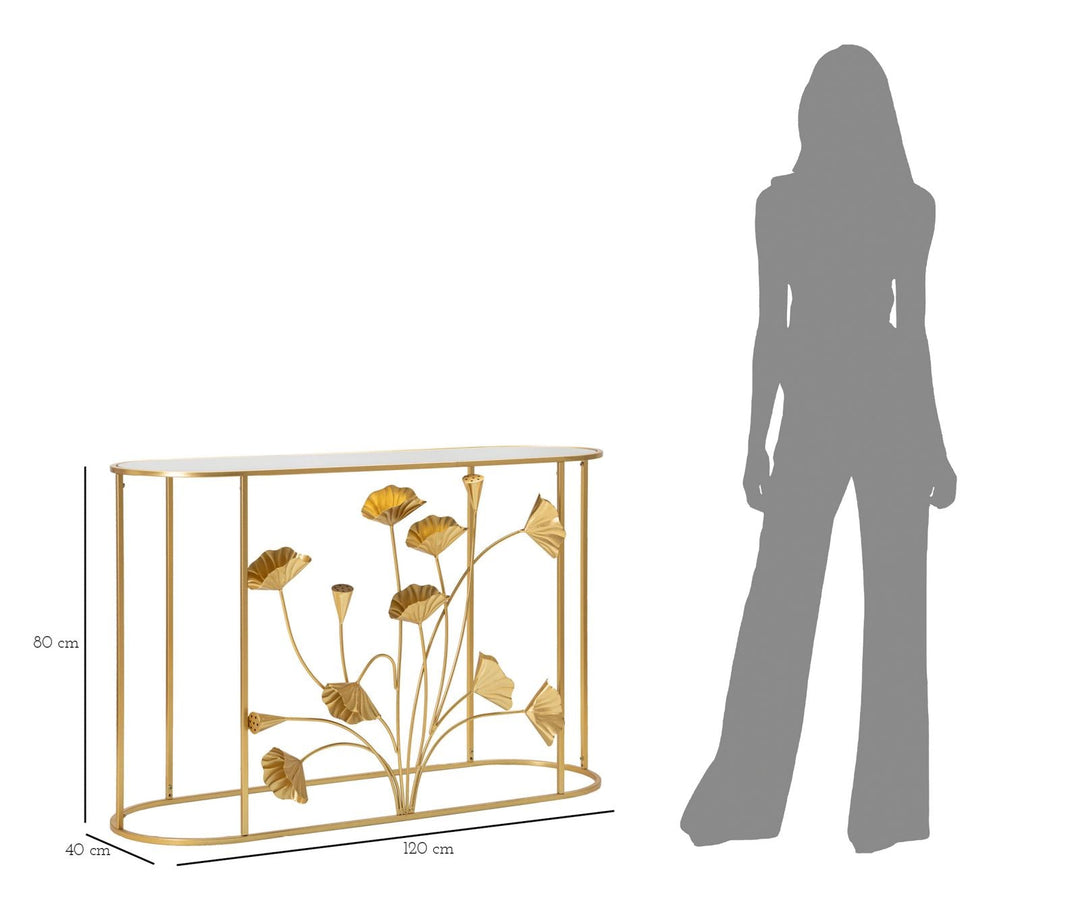 Gold Metall Konsolentisch Blumendesign Flow Akzenttisch