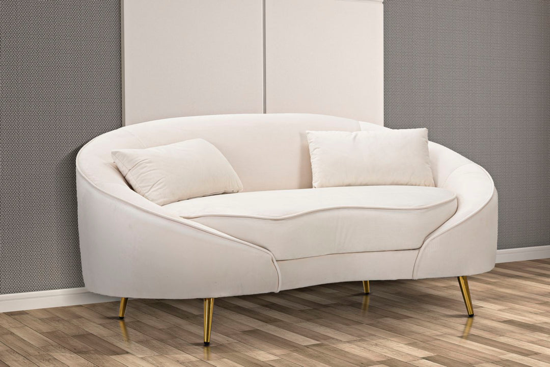 Creme 2 Sitzer Samt Sofa Mit Kissen Oslo Couch