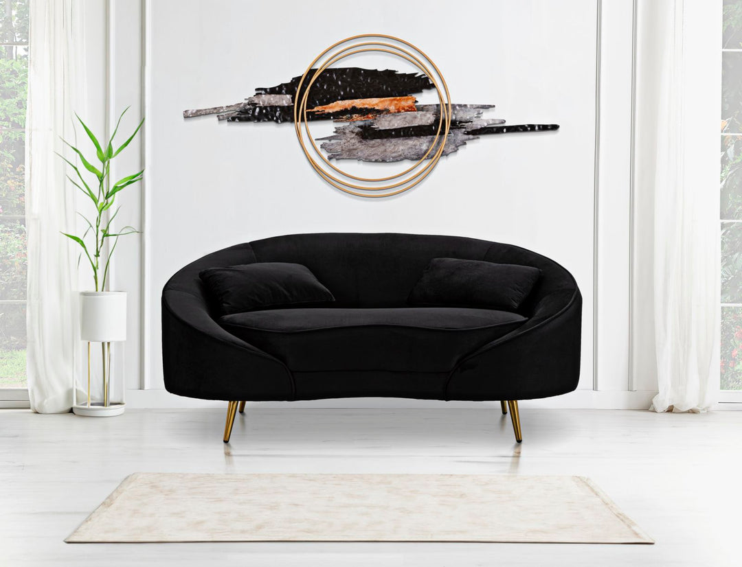 Schwarz 2 Sitzer Samt Sofa Mit Kissen Oslo Couch