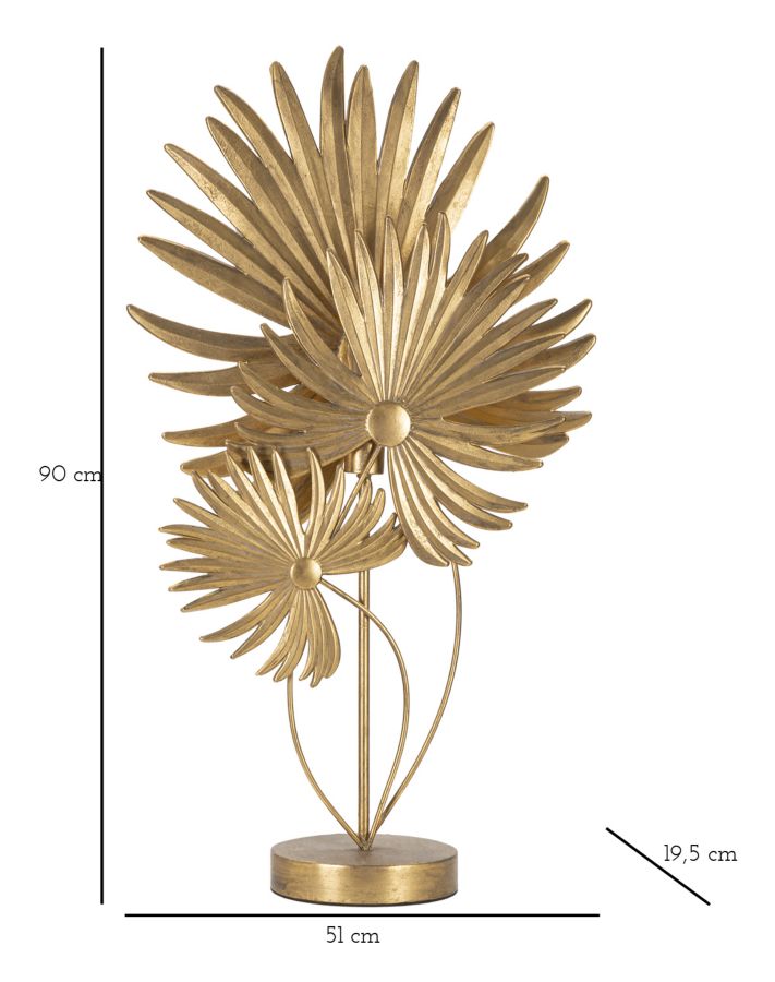 Tropische Blatt-Tischlampe aus Goldmetall