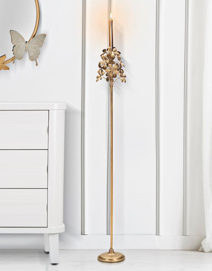 Florale Stehlampe aus Goldmetall