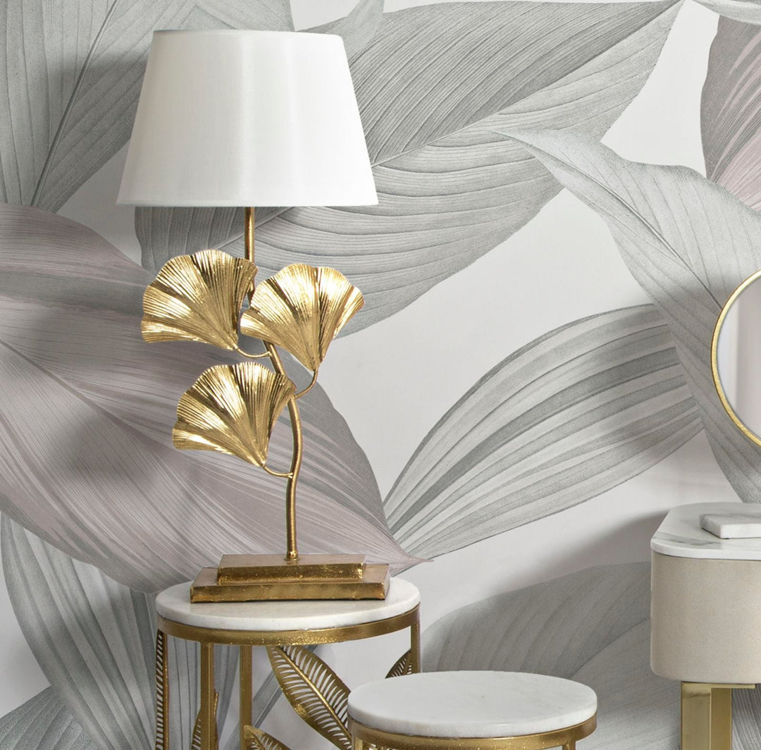 Tischlampe mit Blattgoldmuster