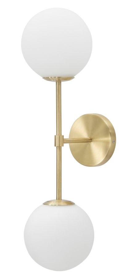 Goldfarbene Metall-Wandleuchte mit 2 Glühbirnen
