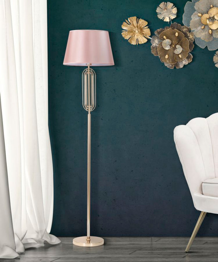 Stehlampe aus Metall in Gold und Rosa