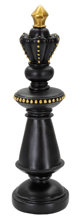 Schwarz & Gold König Schachfigur (Moderne Skulptur)