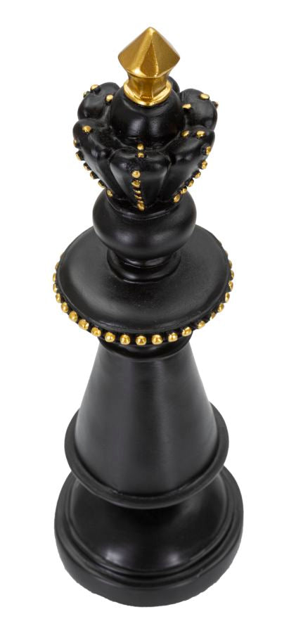 Schwarz & Gold König Schachfigur (Moderne Skulptur)