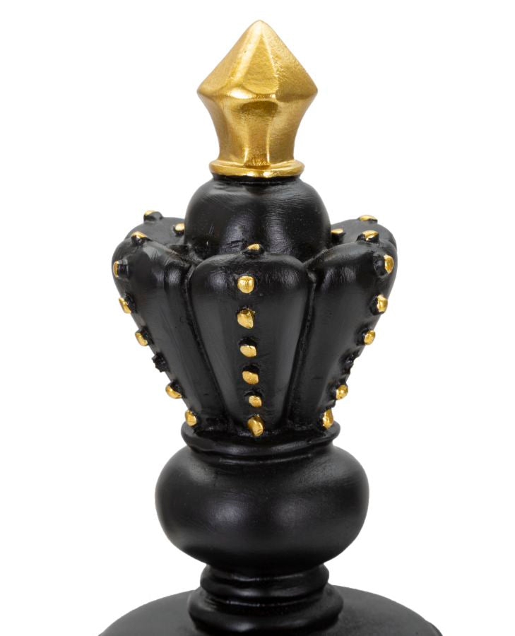 Schwarz & Gold König Schachfigur (Moderne Skulptur)