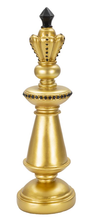Gold & Schwarz König Schachfigur (Modern Sculpture)