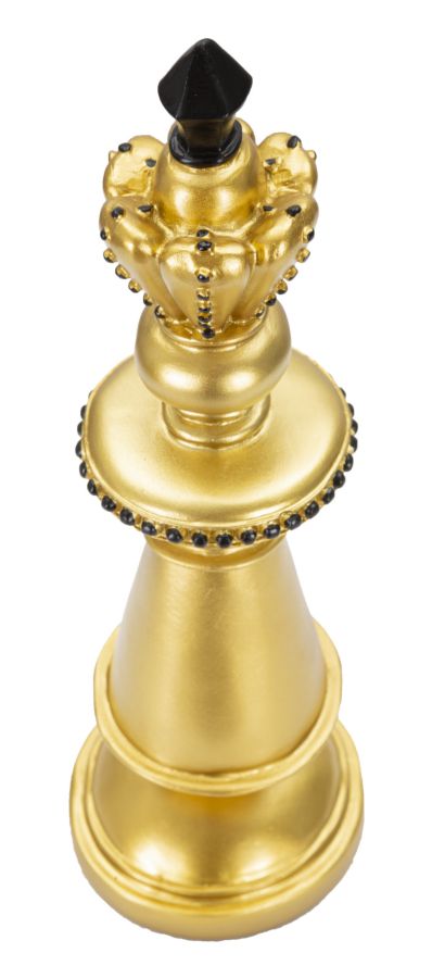 Gold & Schwarz König Schachfigur (Modern Sculpture)