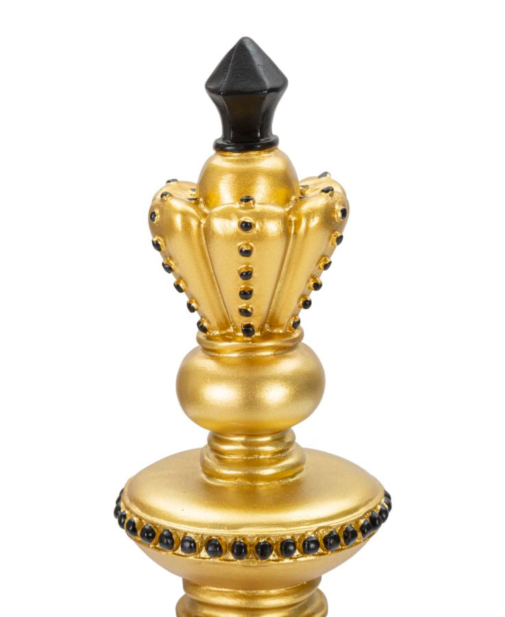 Gold & Schwarz König Schachfigur (Modern Sculpture)