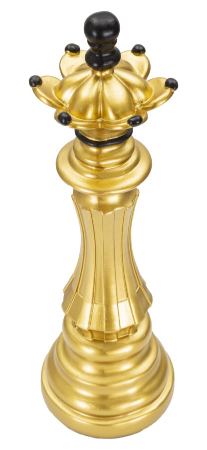 Gold & Schwarz Dame Schachfigur (Moderne Skulptur)