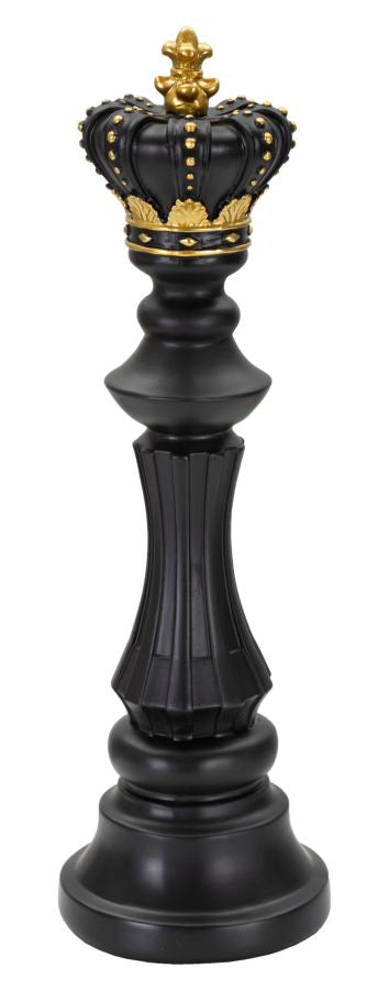 Schwarz & Gold König Schachfigur (Moderne Skulptur)