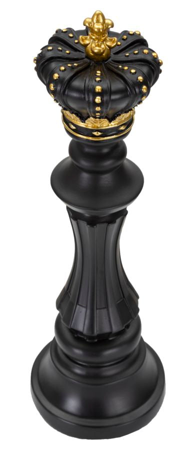 Schwarz & Gold König Schachfigur (Moderne Skulptur)