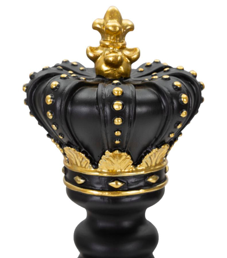 Schwarz & Gold König Schachfigur (Moderne Skulptur)