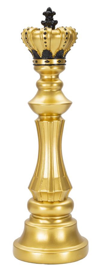 Gold & Schwarz König Schachfigur (Modern Sculpture)