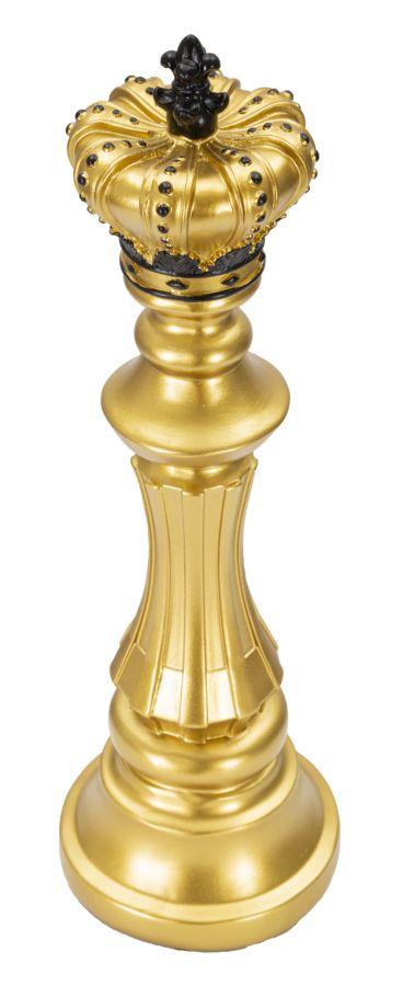 Gold & Schwarz König Schachfigur (Modern Sculpture)