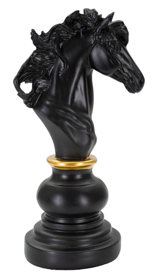 Schwarz & Gold Pferd Schachfigur (Modern Sculpture)
