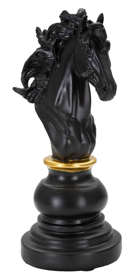 Schwarz & Gold Pferd Schachfigur (Modern Sculpture)