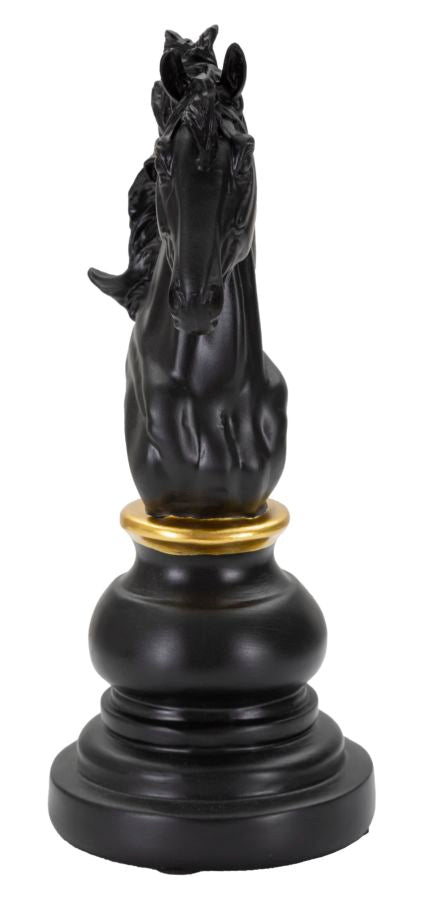 Schwarz & Gold Pferd Schachfigur (Modern Sculpture)