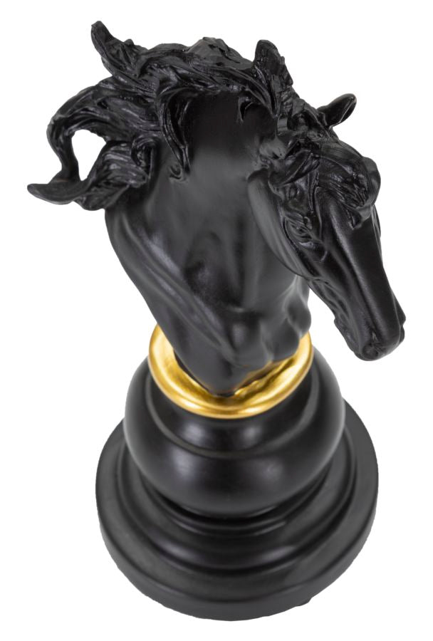 Schwarz & Gold Pferd Schachfigur (Modern Sculpture)