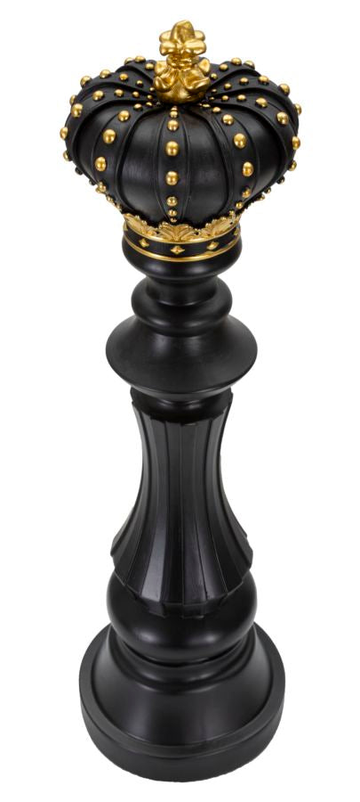 Schwarz & Gold König Schachfigur (Moderne Skulptur)