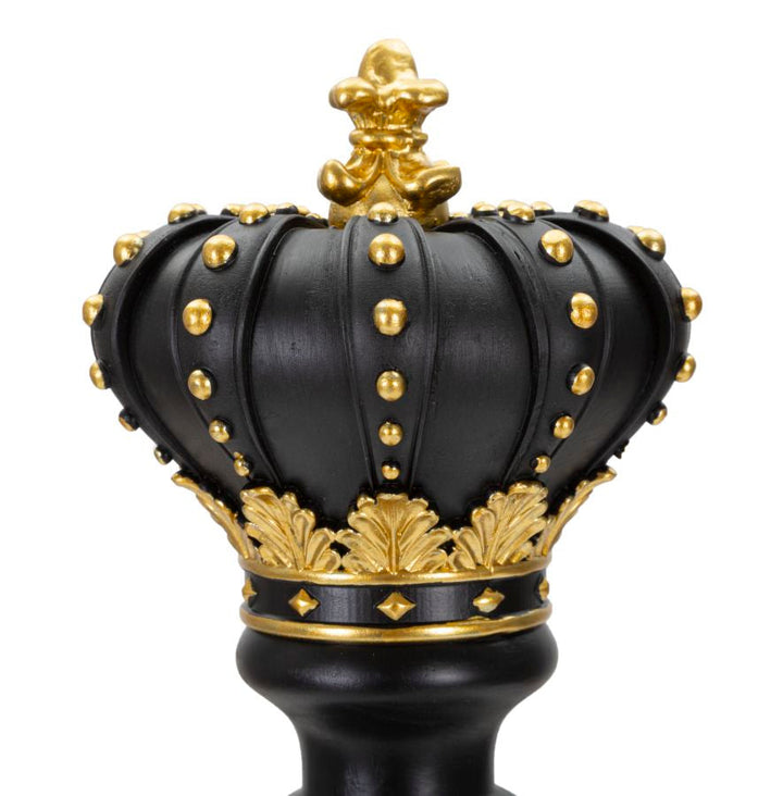 Schwarz & Gold König Schachfigur (Moderne Skulptur)