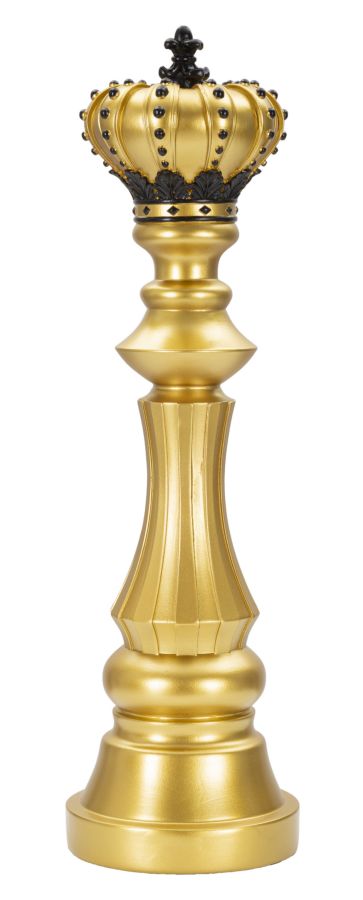 Gold & Schwarz König Schachfigur (Modern Sculpture)