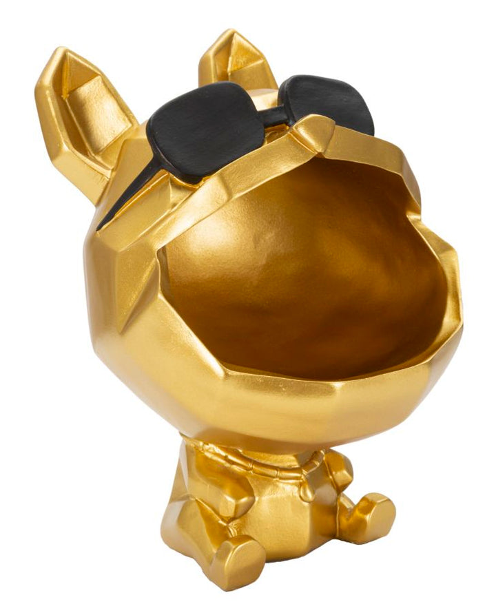 Goldene Hundestatue mit Sonnenbrille (Moderne Dekoration - Aufbewahrung)