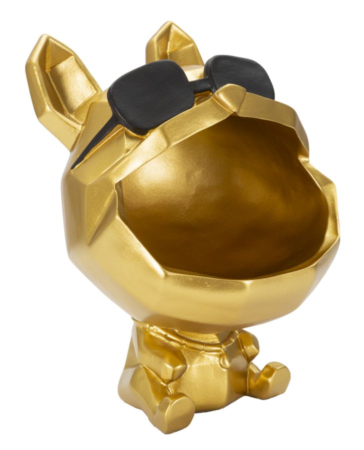Goldene Hundestatue mit Sonnenbrille (Moderne Dekoration - Aufbewahrung)