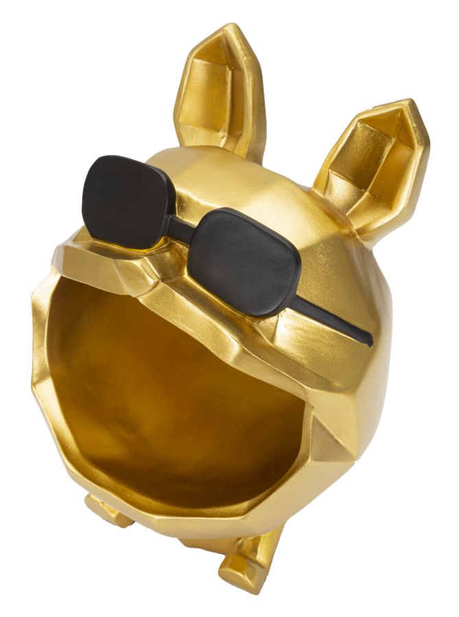 Goldene Hundestatue mit Sonnenbrille (Moderne Dekoration - Aufbewahrung)