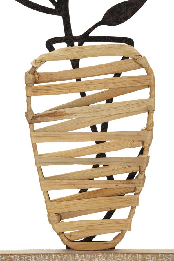 Metall und Holz Vase mit Blumen Wanddekoration im quadratischen Rahmen