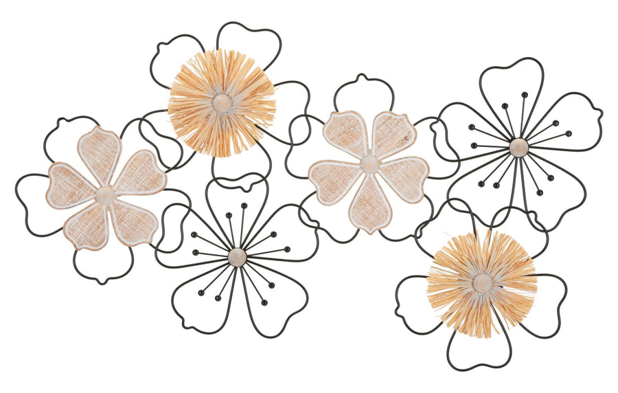 Metall und Holz Floral Wanddekoration