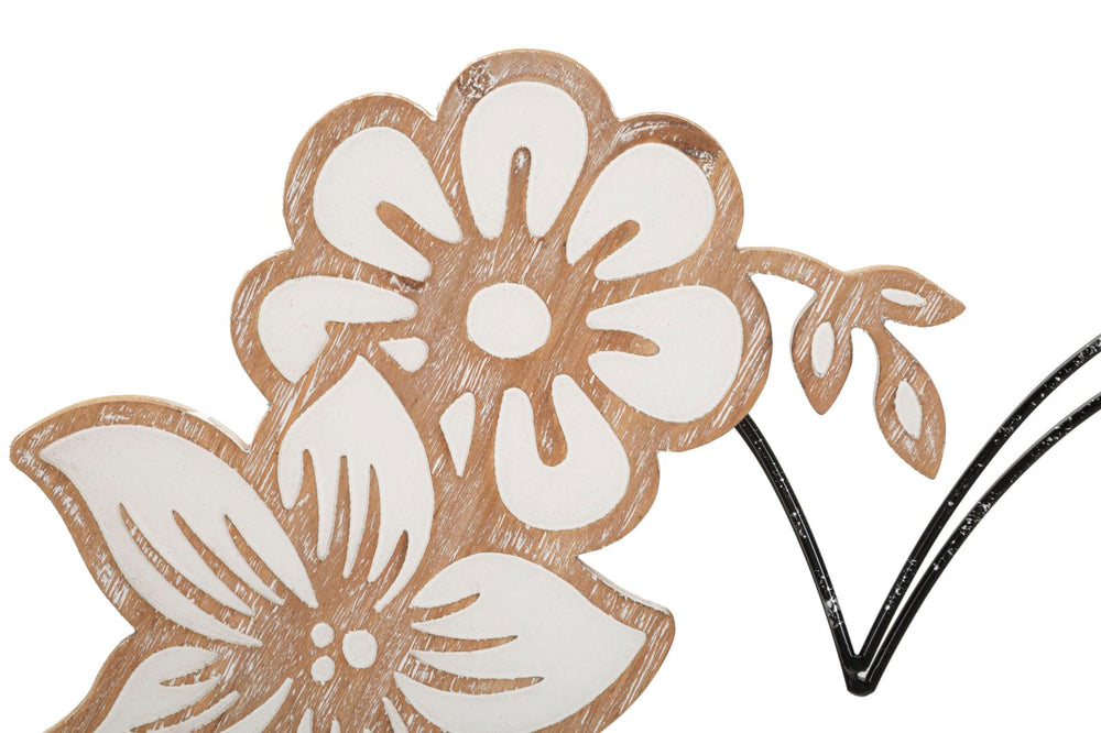Metall und Holz Herz mit Blumen Wanddekoration