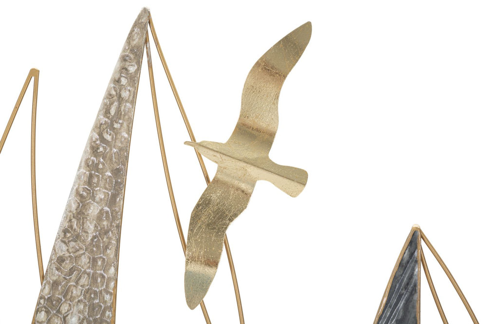 Metall-Segelschiffe und Vögel Wanddekoration