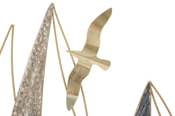 Metall-Segelschiffe und Vögel Wanddekoration