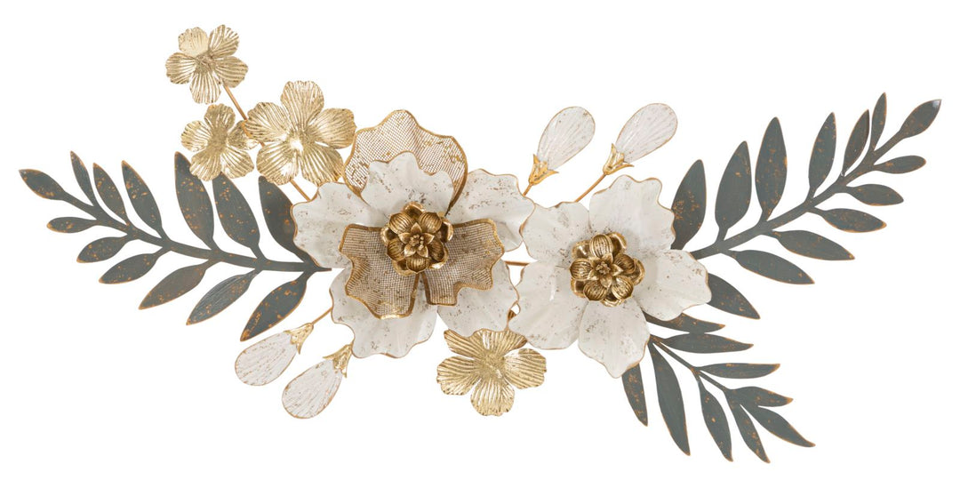 Metall und Holz Blumen- und Blattmuster Wanddekoration