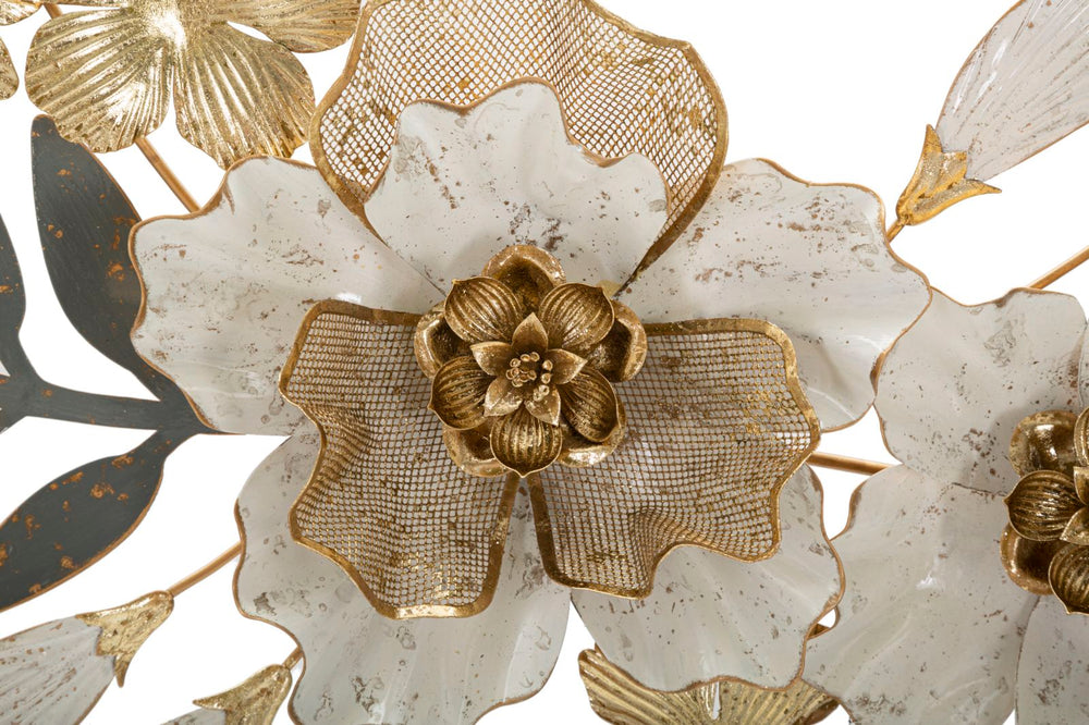 Metall und Holz Blumen- und Blattmuster Wanddekoration