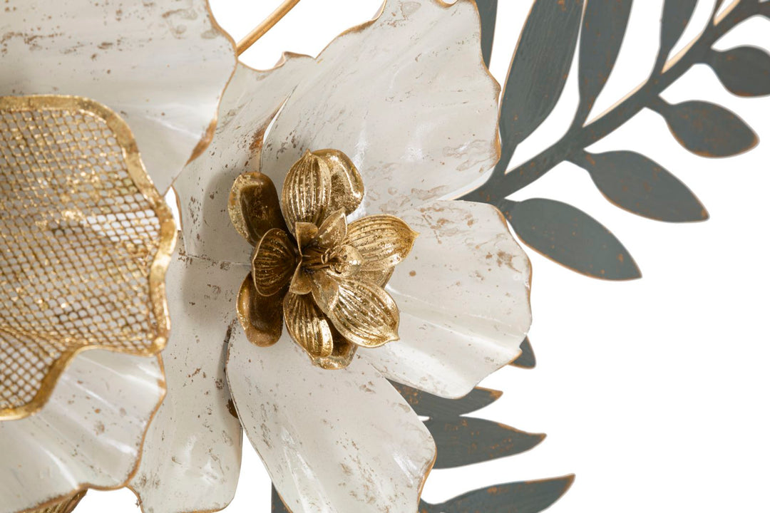 Metall und Holz Blumen- und Blattmuster Wanddekoration