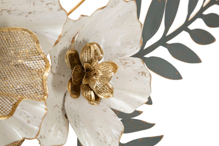 Metall und Holz Blumen- und Blattmuster Wanddekoration