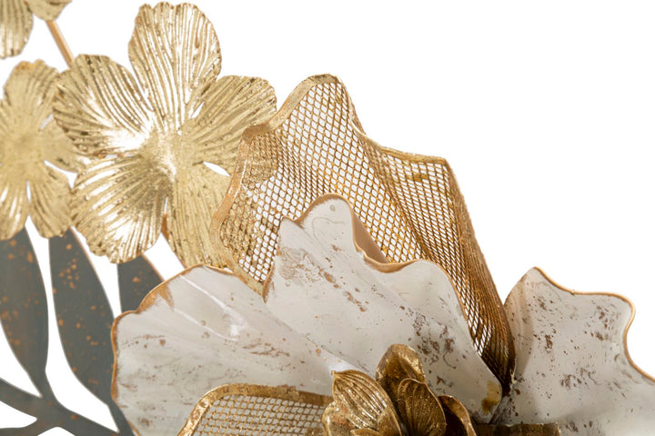 Metall und Holz Blumen- und Blattmuster Wanddekoration