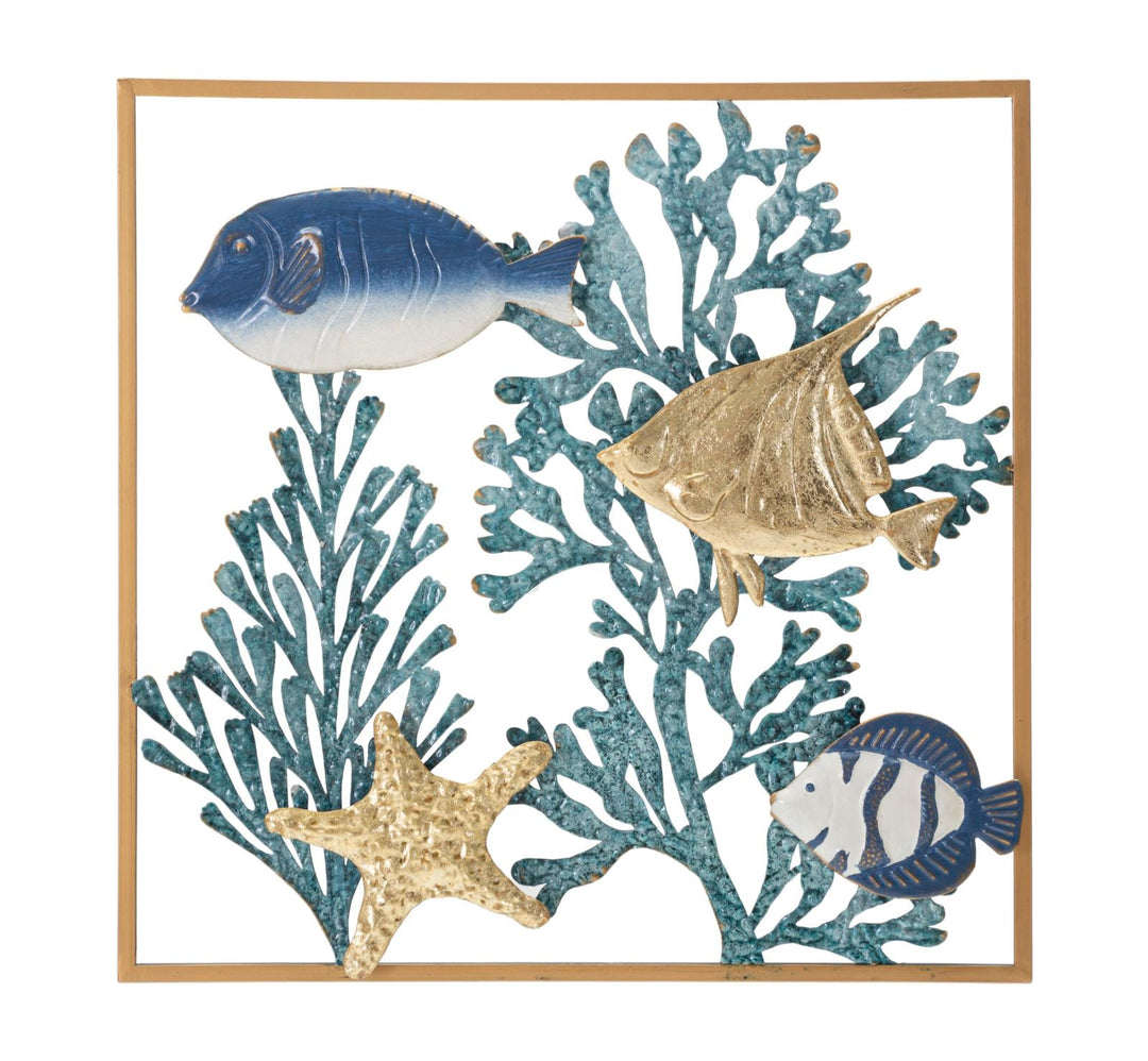 Korallenriff mit Fischen Marine Metall Wanddekoration