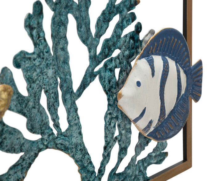 Korallenriff mit Fischen Marine Metall Wanddekoration