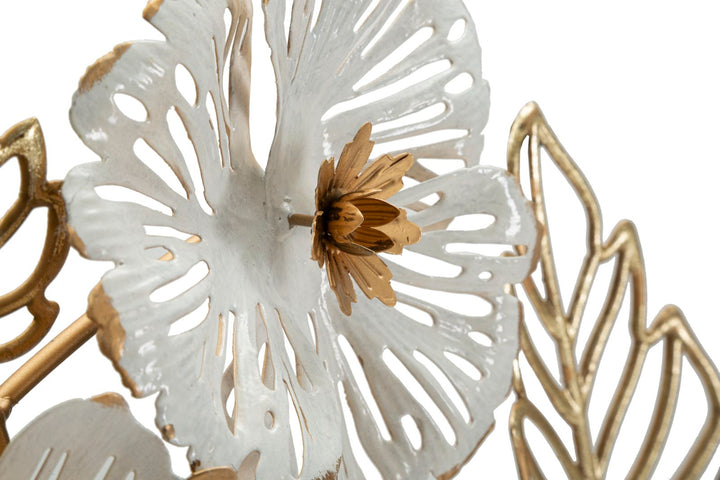 Gold und Weiß Metall Blume und Blatt Muster Wanddekoration