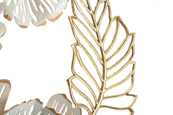Gold und Weiß Metall Blume und Blatt Muster Wanddekoration