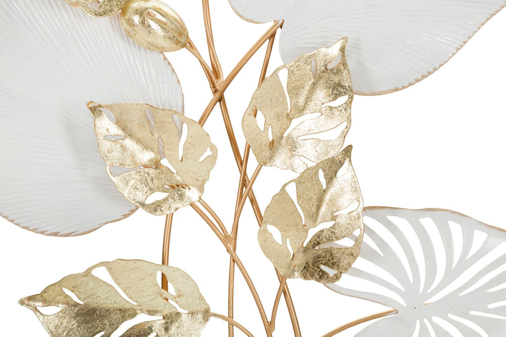 Gold und Weiß Metall Blume und Blatt Muster Wanddekoration