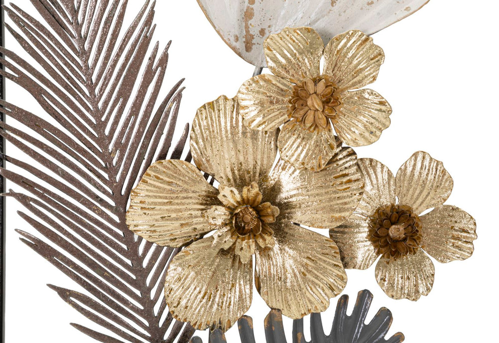 Tropical Leaf Pattern Metall Wanddekoration in quadratischem Rahmen