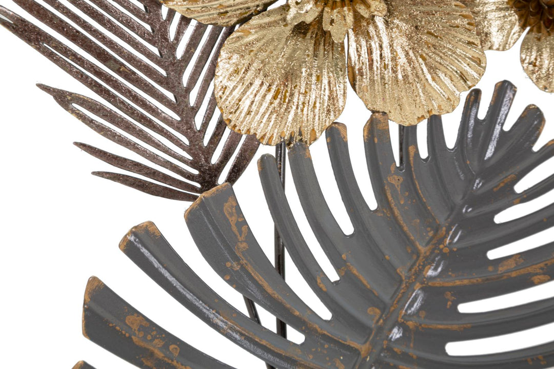 Tropical Leaf Pattern Metall Wanddekoration in quadratischem Rahmen